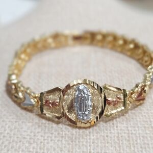 Gold and Whiye Gold Religious Bracelet